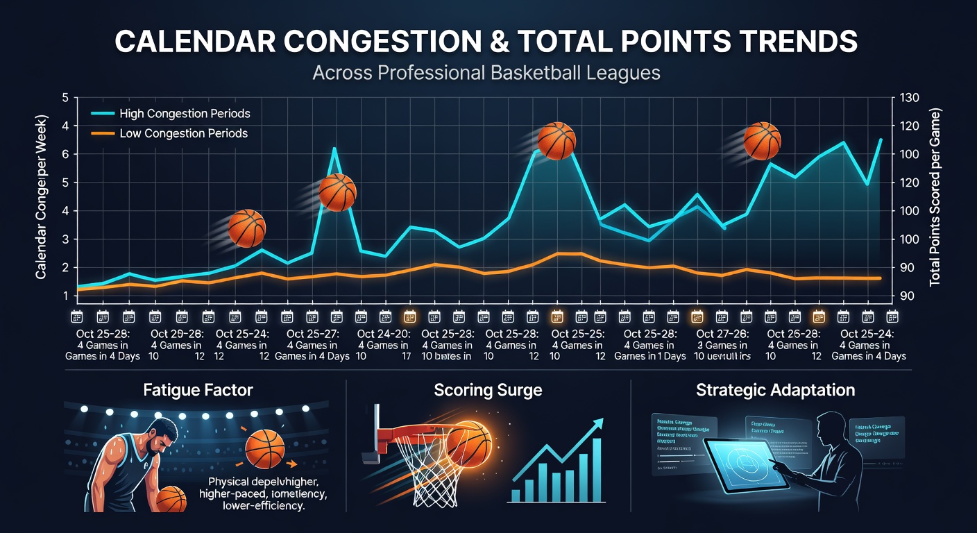 Statistische Grafik zu Punktetrends bei dichten Basketball-Spielplänen
