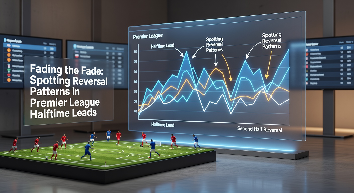 Grafik mit Premier-League-Statistiken zu Halbzeitführungen und späteren Umkehren, inklusive Balkendiagrammen und Trendlinien