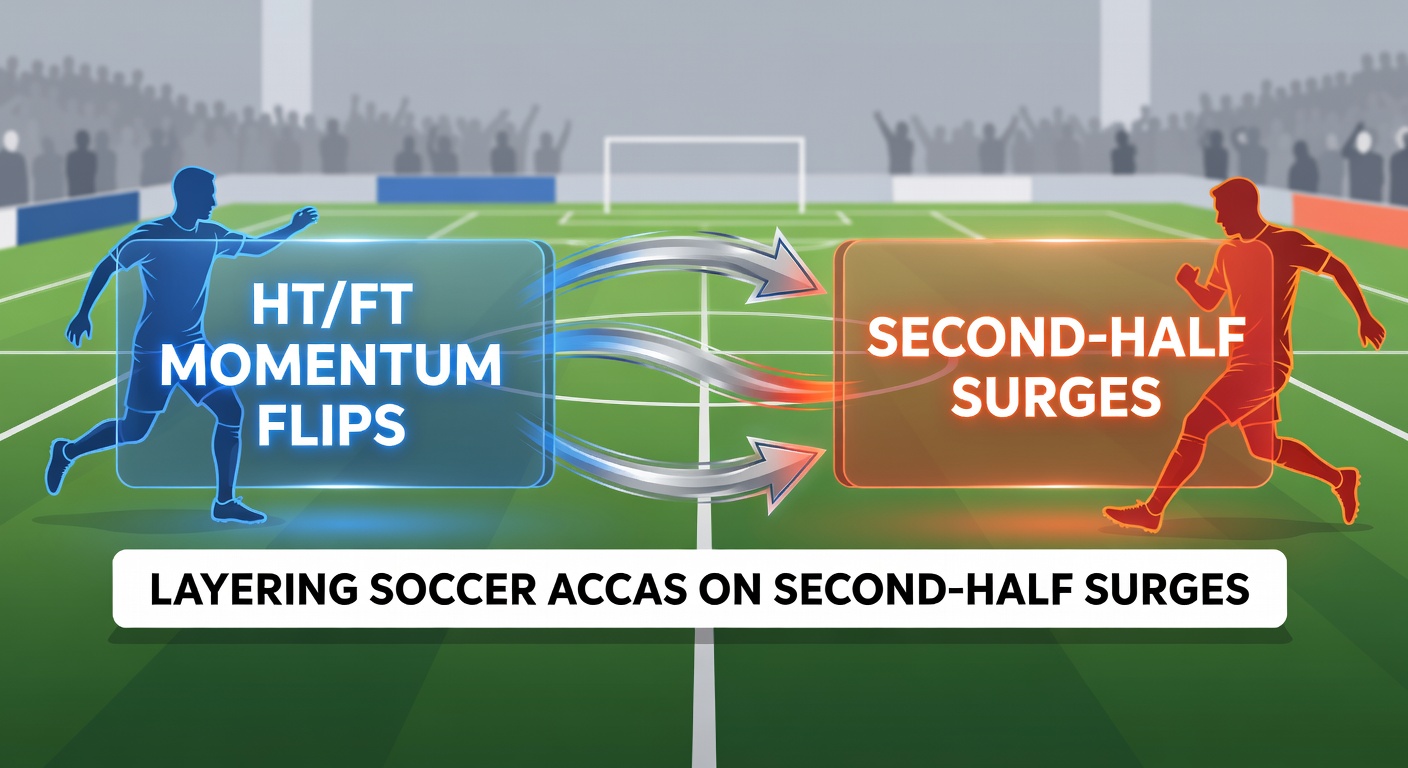 Grafik zeigt typische HT/FT-Momentum-Umbrüche in einem Fußballspiel mit Quotenverlauf