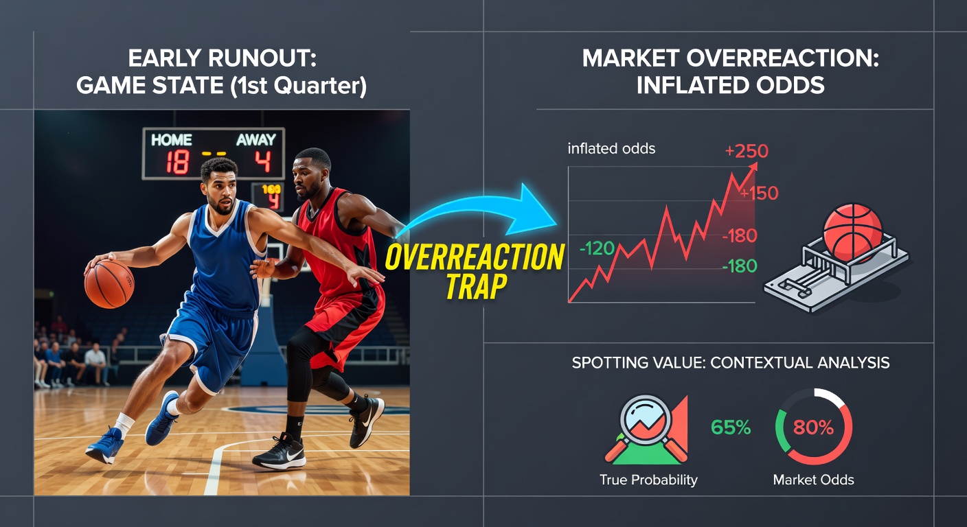 Grafik mit NBA-Statistiken zu Runouts und Quote-Änderungen, die Überreaktionen in Live-Wetten visualisiert