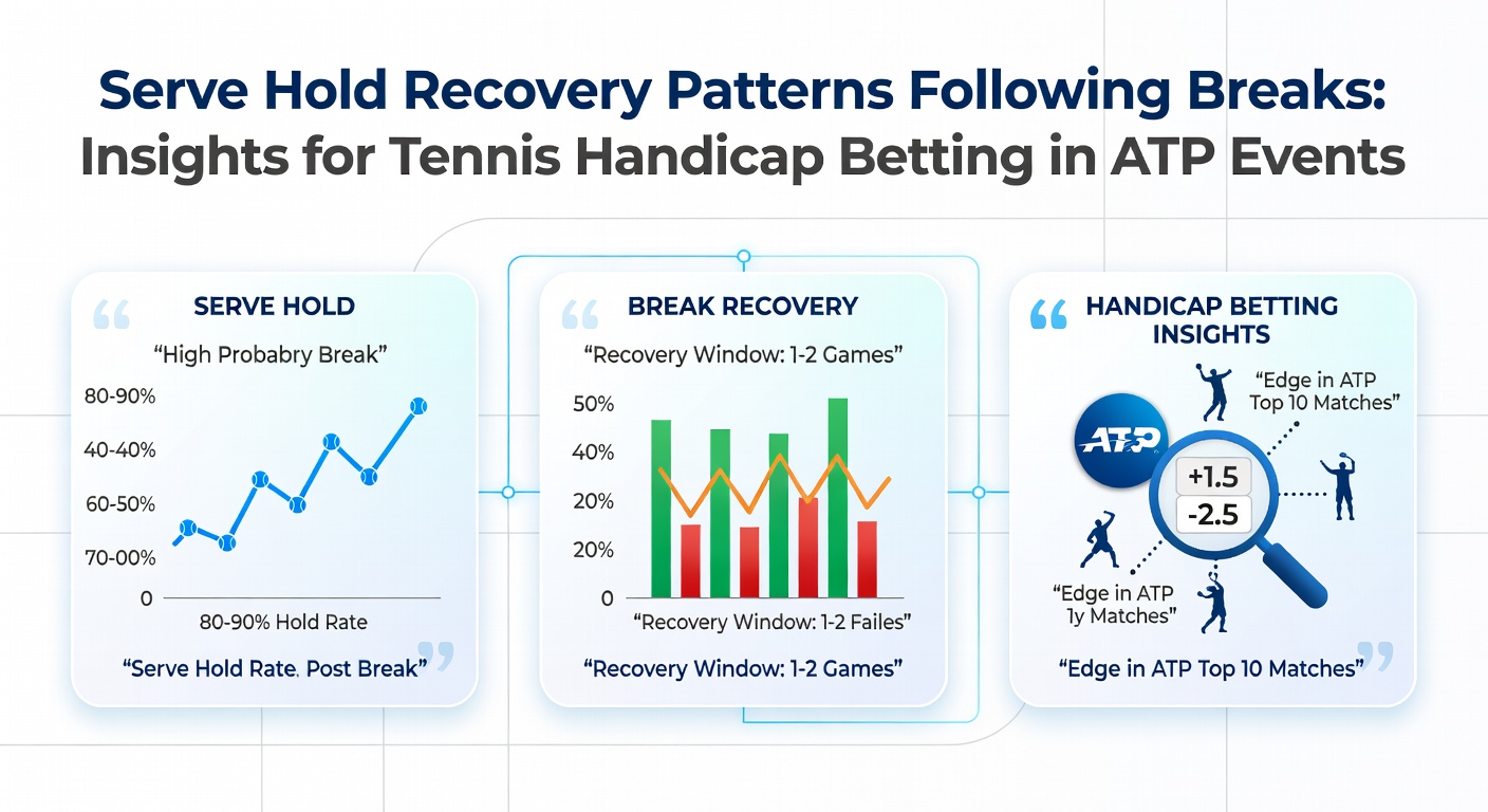 Tennisspieler beim Aufschlag während eines ATP-Matches mit Fokus auf Erholungsmuster nach einem Break