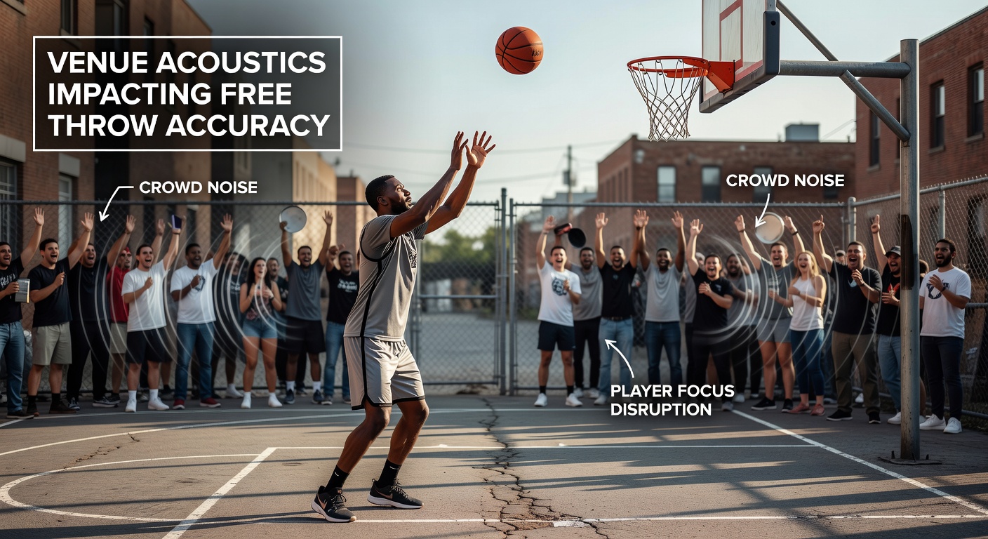 Blick in eine ausverkaufte Basketballhalle mit intensiver Zuschauerkulisse und Schallwellenvisualisierung